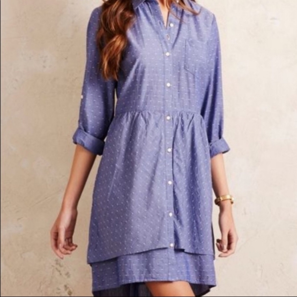 Anthropologie tiered Shirtdress - M